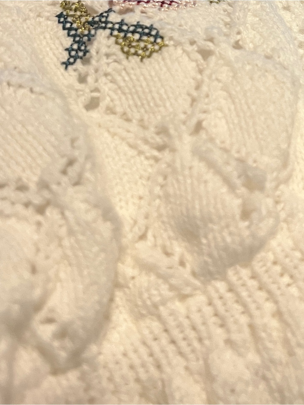 Pink Rose White Knit Tank with Floral Embroidery - Picture 7 of 7